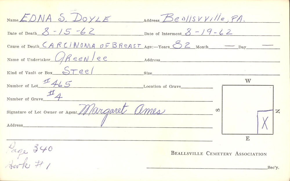 burial card